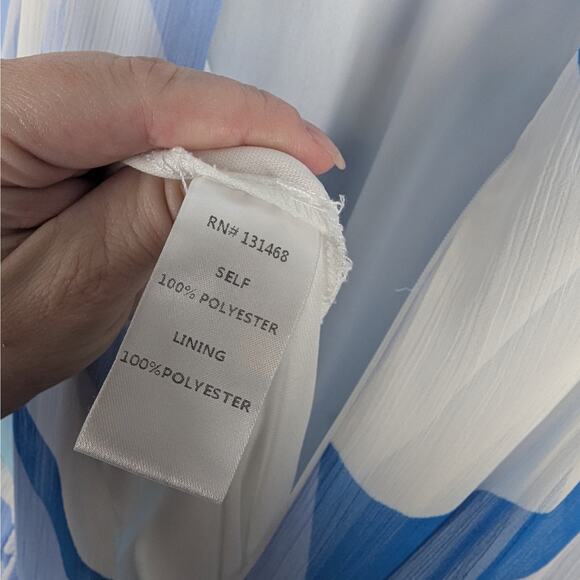 VICI Blue White Tiered Ruffle Maxi Dress Sz M Ethereal Resort Coastal Boho Beach - Picture 8 of 9